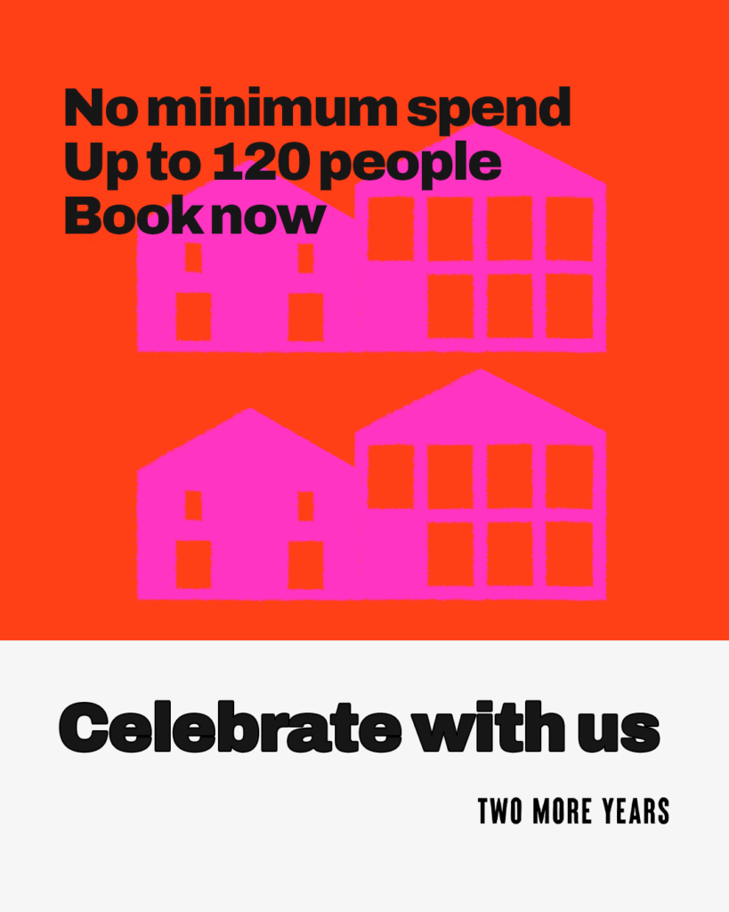 Book big parties 120 people no minimum spend